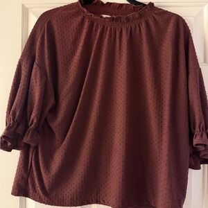 Madewell Women's Textured Swiss Dot Blouse - Deep Maroon